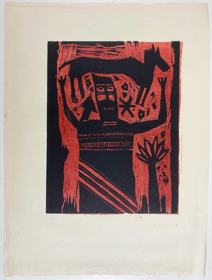 FERENC GÖGÖS - Hardboard cut with a man and a horse