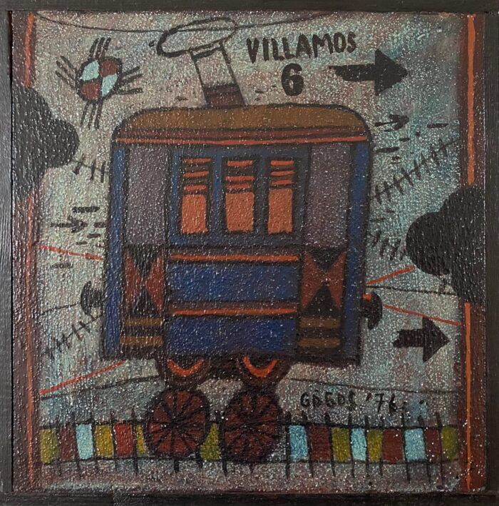 Ferenc Gögös - "Villamos" - acrylverf op hardboard