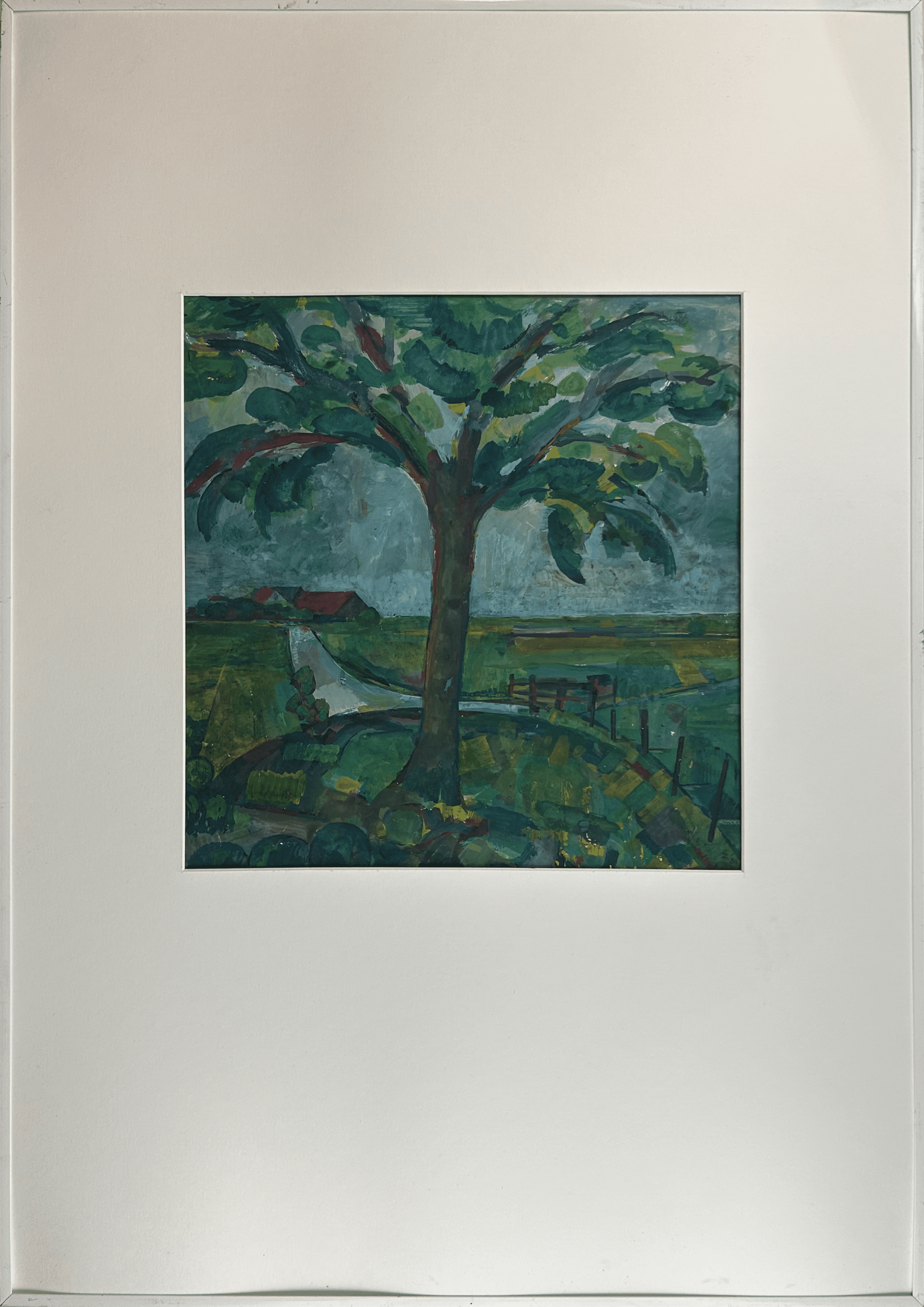 Gouache met landschap zonder titel