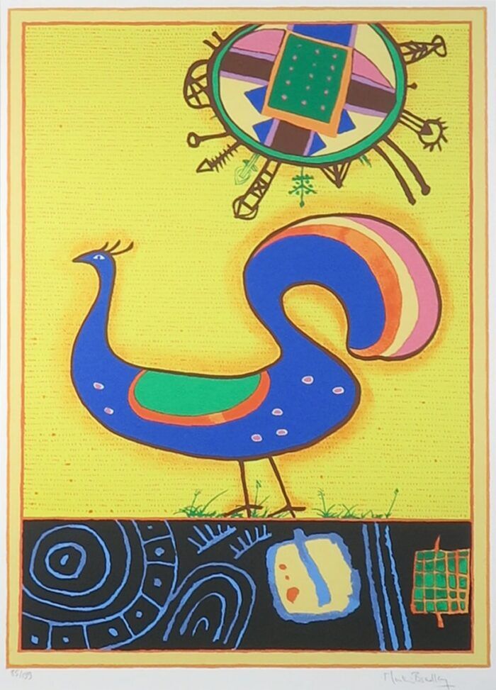 Martin Bradley - 'Morning Cockerel' - zeefdruk groot -afbeelding