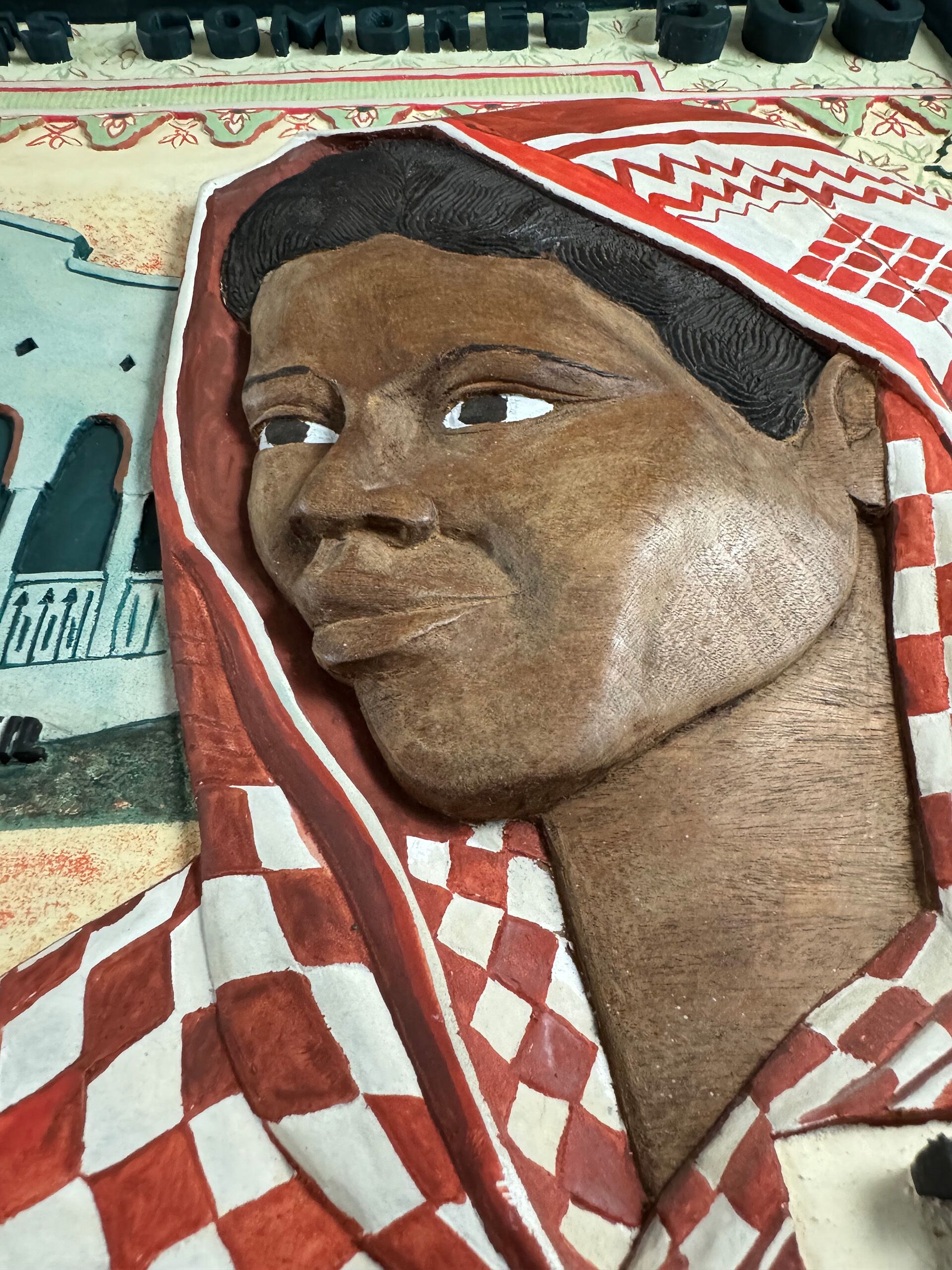 THOMAS TCHOPZAN – “Comoren 500 Frs CFA” Voorzijde, detail perspectief, gezicht