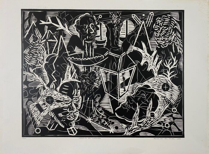Thomas van der Linden - "Catacombe des inconnues", linosnede