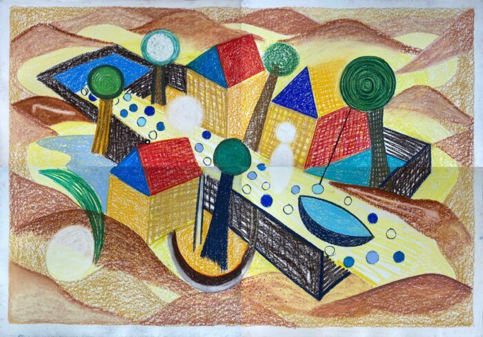 Thomas van der Linden - 'Early settlements' - pastel