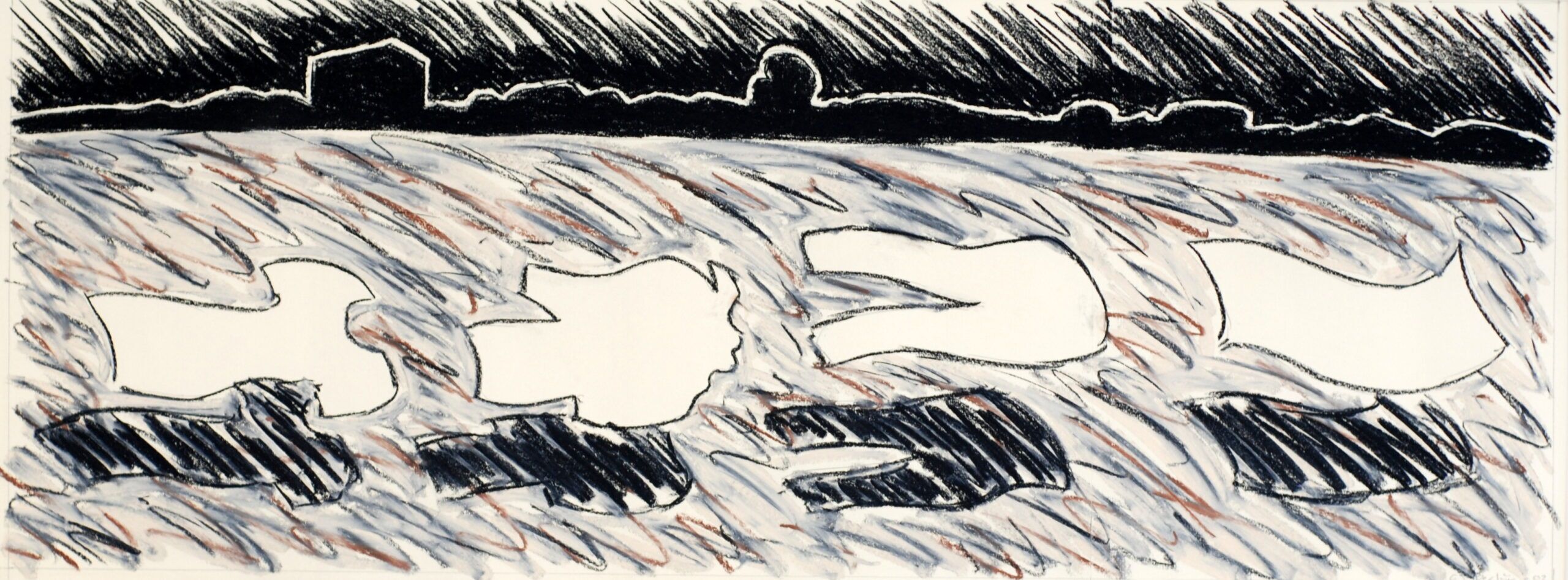 Aad Berlijn - 'Wasgoed' - Pastel op papier, in lijst