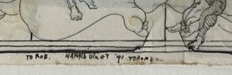 Harald Vlugt - Pentekening met collage voor Rob Scholte - signatuur en opdracht