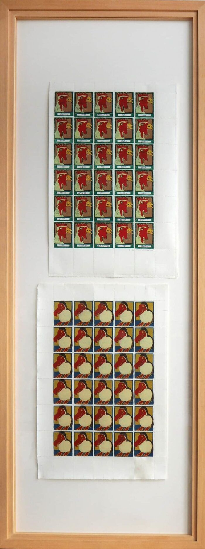 "Kip" - 2 x 5 kleuren Linodruk - Bram Boeckhout