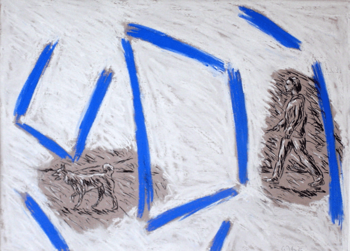 Aad Berlijn - 'Vrouw hond' - Pastel op papier, in lijst