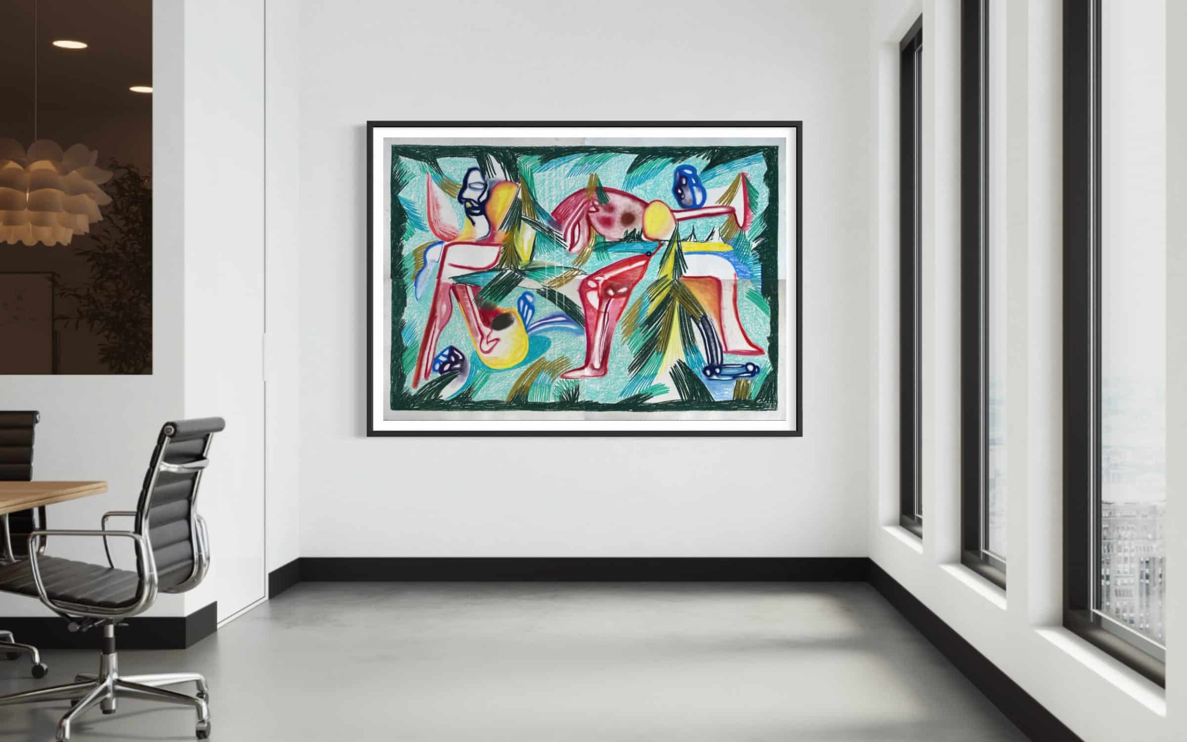 THOMAS VAN DER LINDEN - Zonder titel - Impressie afmetingen in interieur met lijst