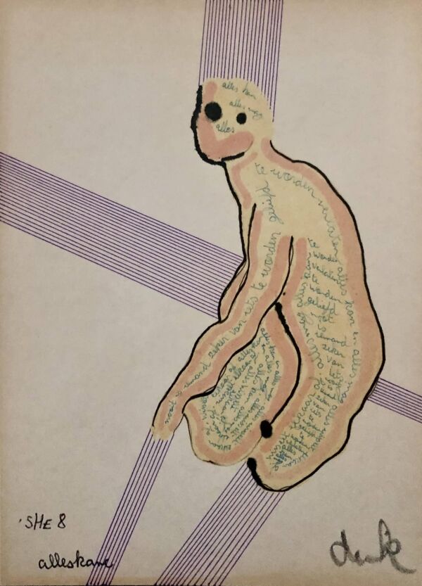 DIRK CELIS - "She 8", acrylic and marker on cardboard
