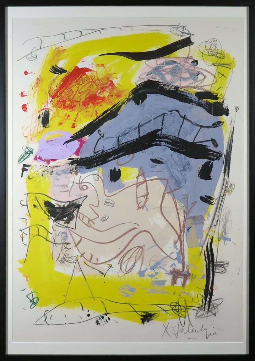 Kees Salentijn - Grote abstracte compositie zonder titel - in lijst
