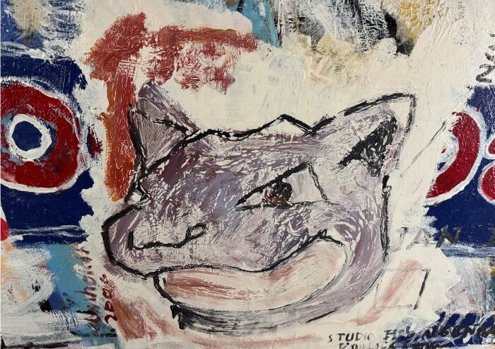 Peter Klashorst - Painting in mixed media - detail cartoon