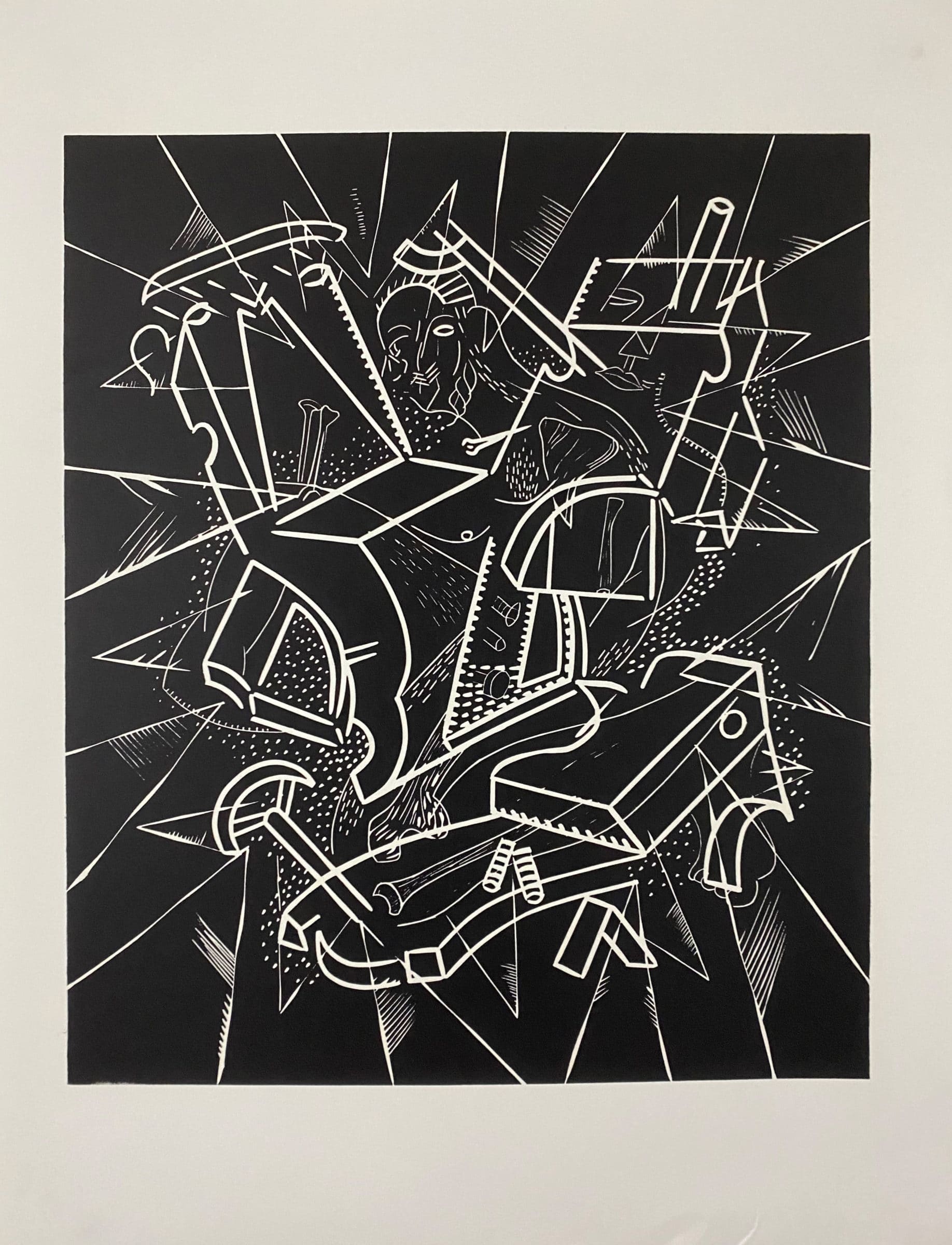 THOMAS VAN DER LINDEN - "Classical car fuck", Lino cut
