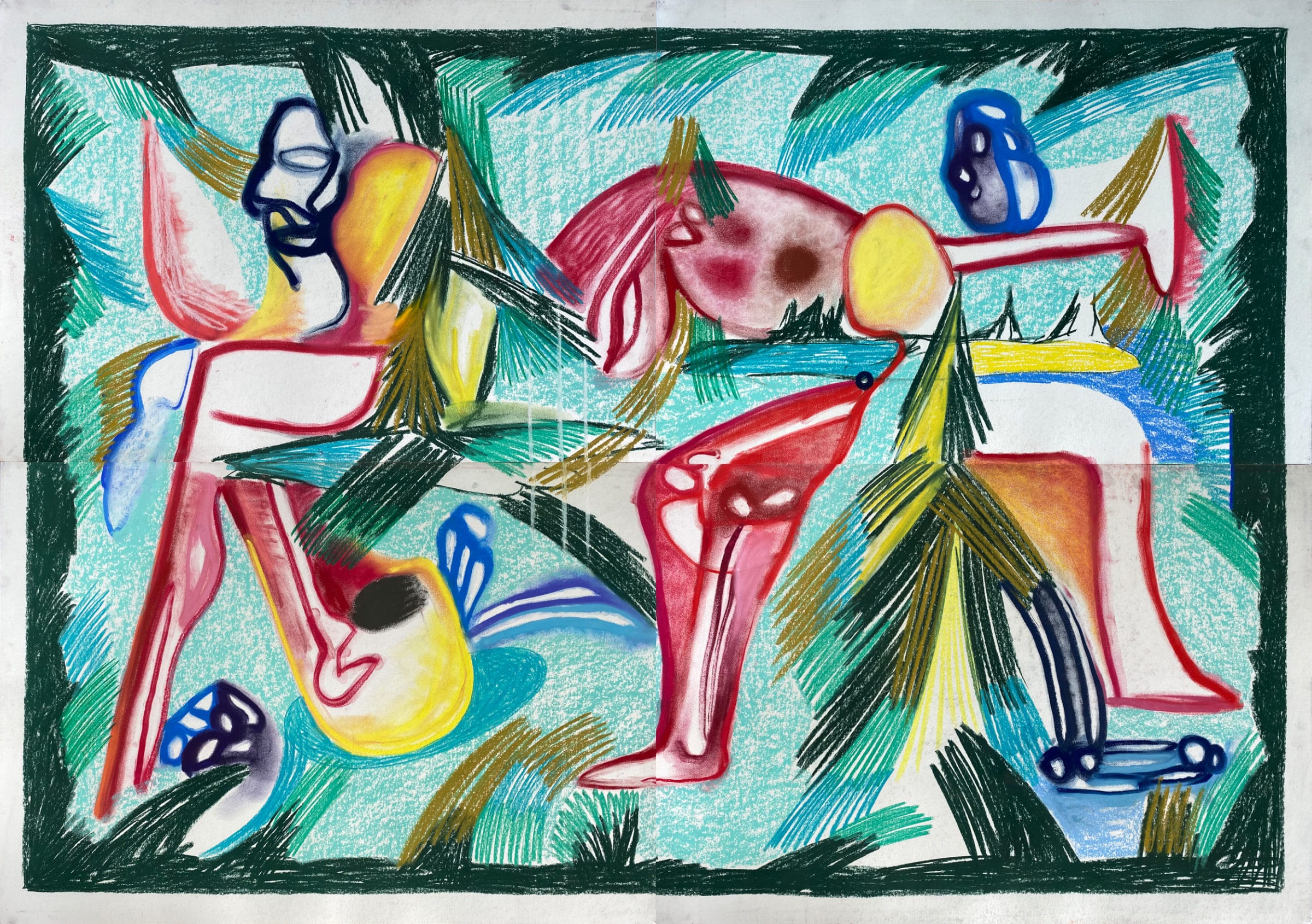 Thomas van der Linden - 'Zonder titel pastel' - pastel op papier