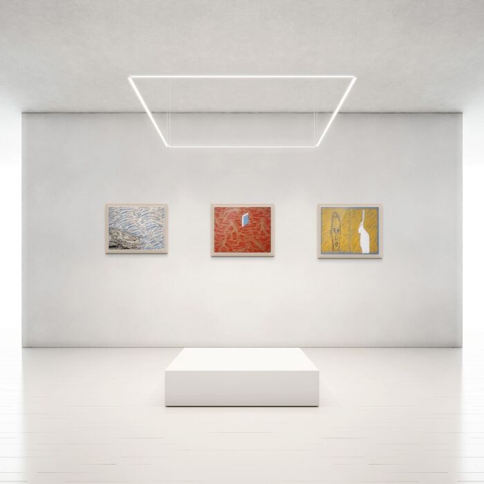 Aad Berlijn - ‘Man haas’ – pastel op papier, in interieur met lijst