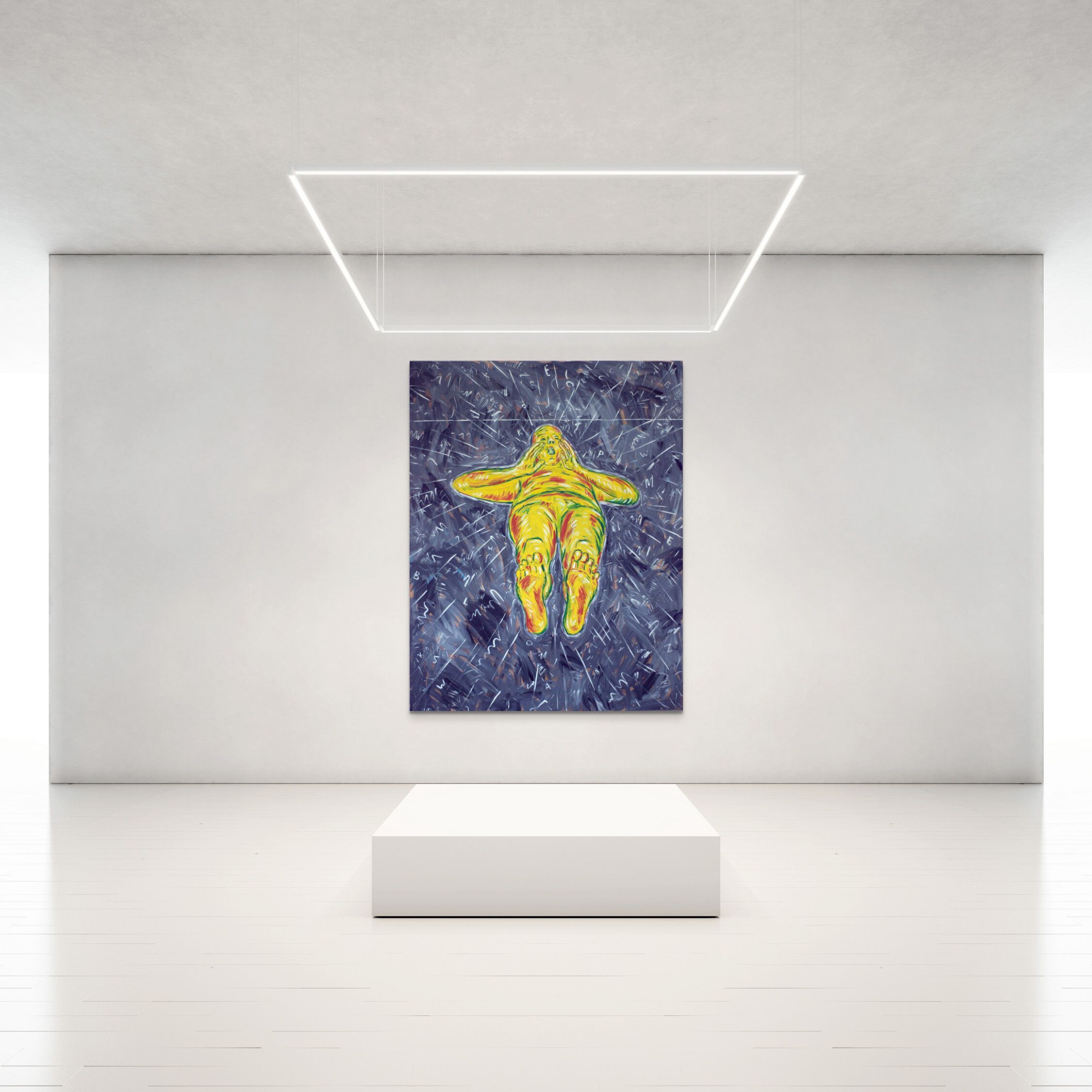 Aad Berlijn - ‘Roeper’ – acrylverf op doek, in interieur