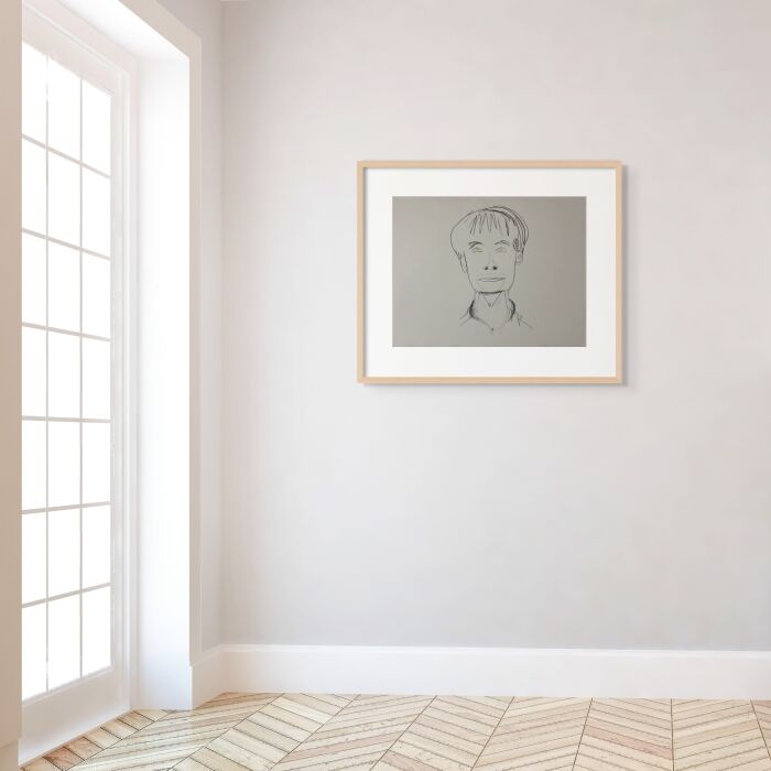 Emo Verkerk - 'Kamagurka' - in lijst in interieur