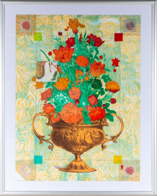 HARALD VLUGT - "Human Jungle I" - zeefdruk met collage in lijst