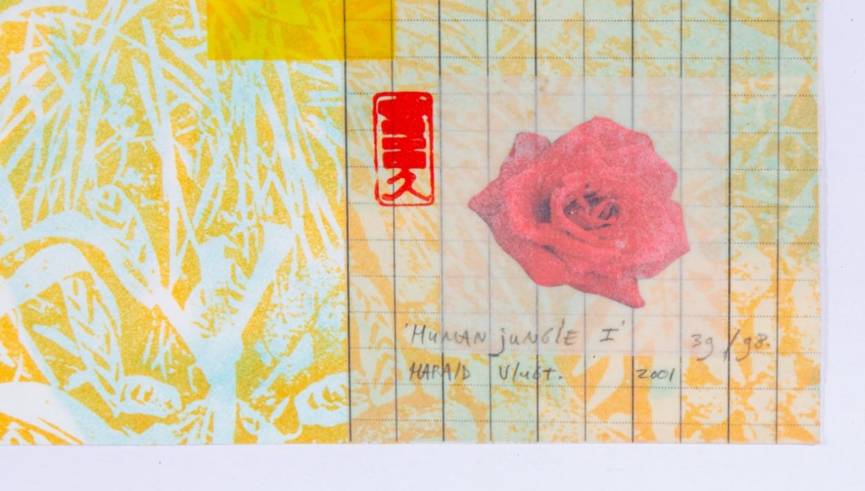 HARALD VLUGT - "Human Jungle I" - zeefdruk met collage, signatuur