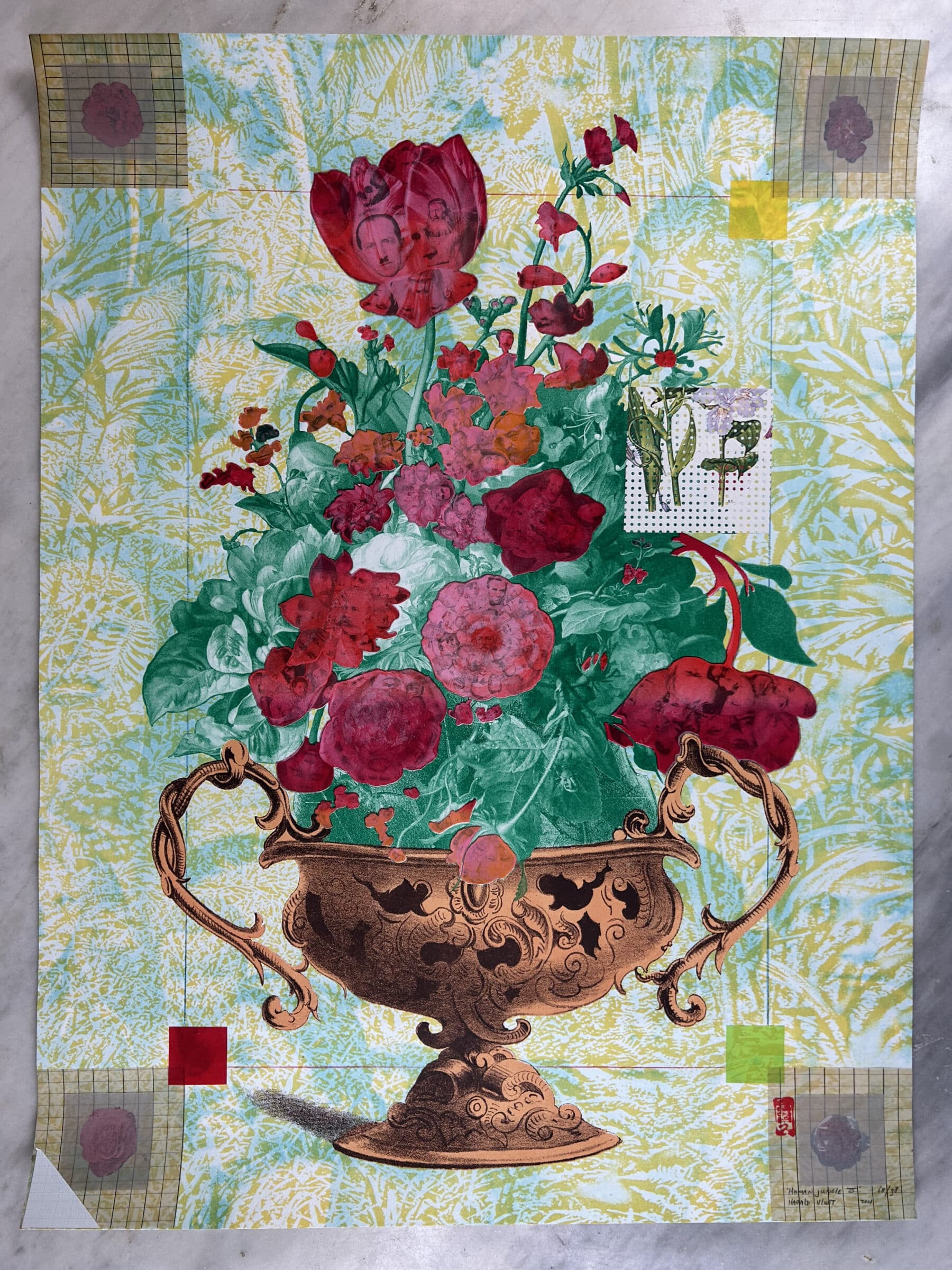 Harald Vlugt - 'Human Jungle III' - zeefdruk en collage - blad
