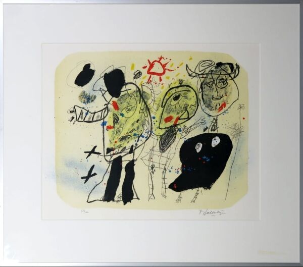 Kees Salentijn - "Tres Hombrecitos" Litho met lijst