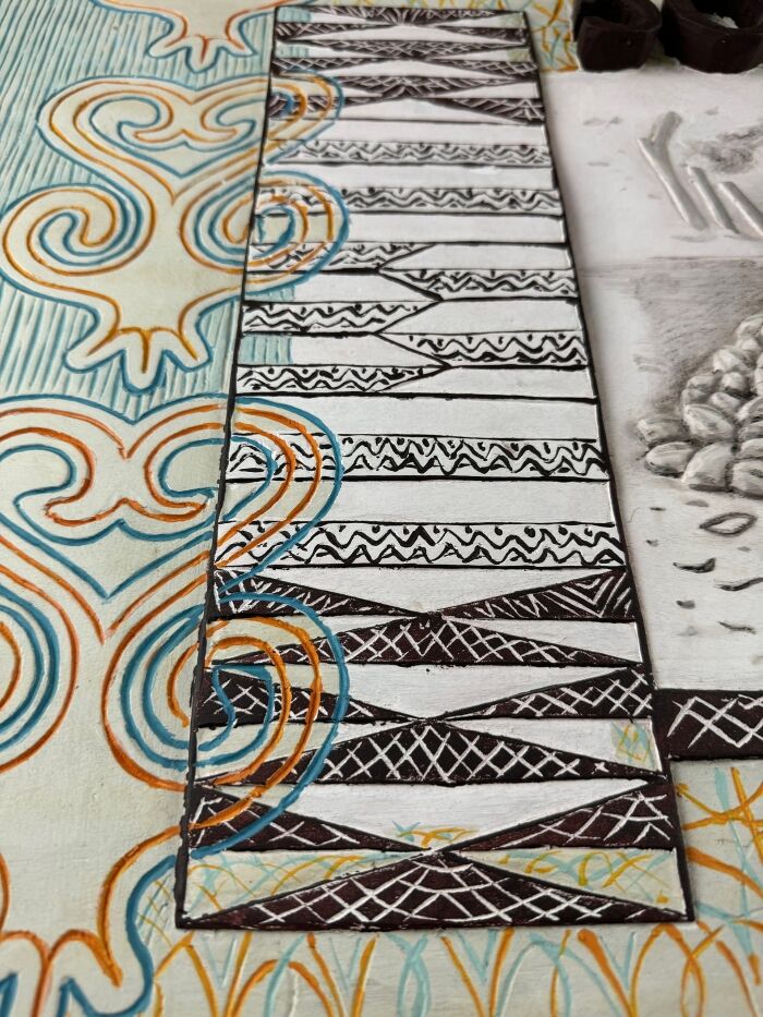Thomas Tchopzan - '50 Cedis, Bank Of Ghana' - achteraanzicht, detail patronen