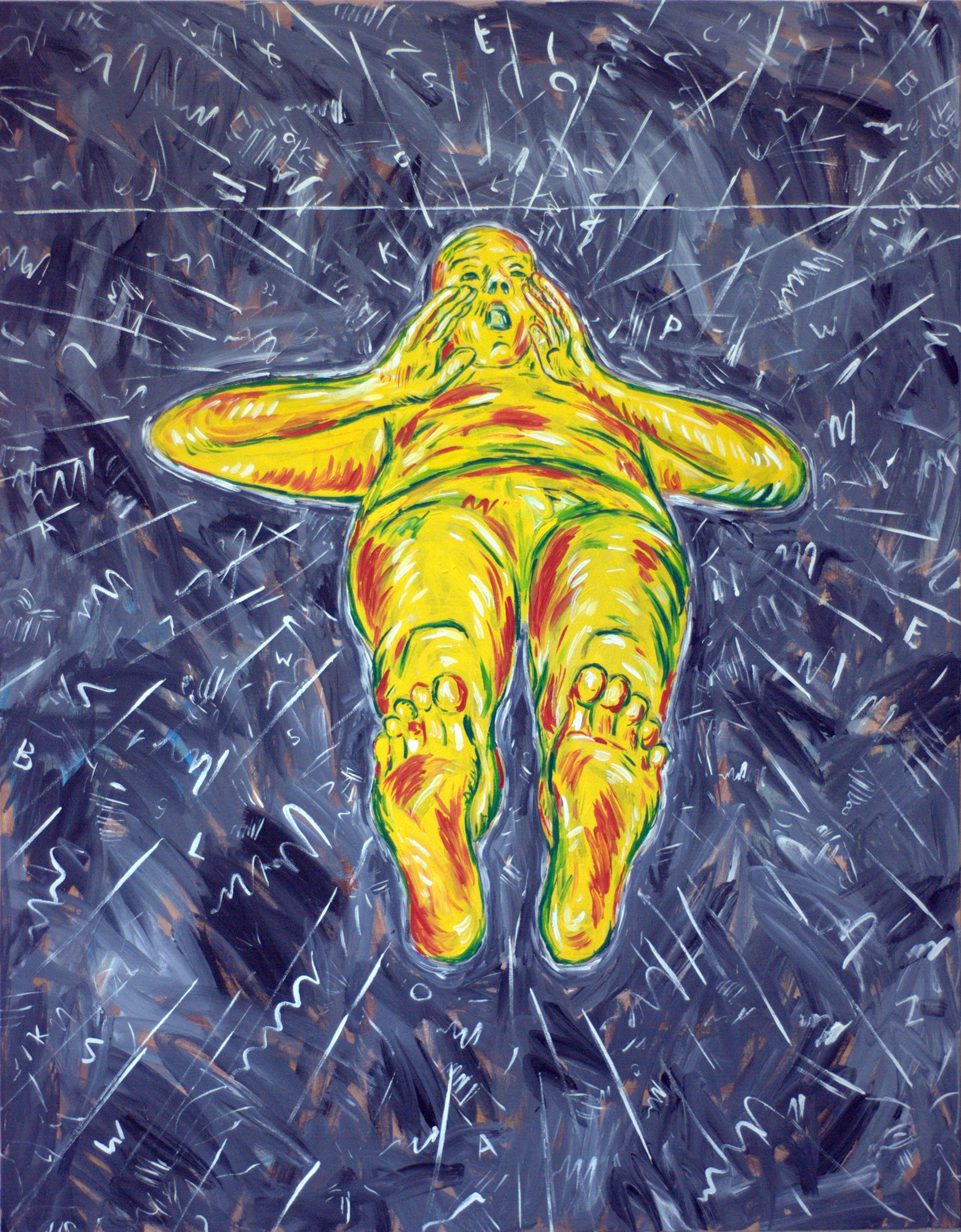 Aad Berlijn - 'Roeper' - Acrylverf op doek