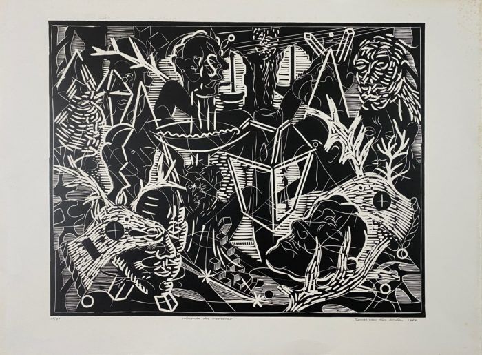 Thomas van der Linden - "Catacombe des inconnues", linosnede
