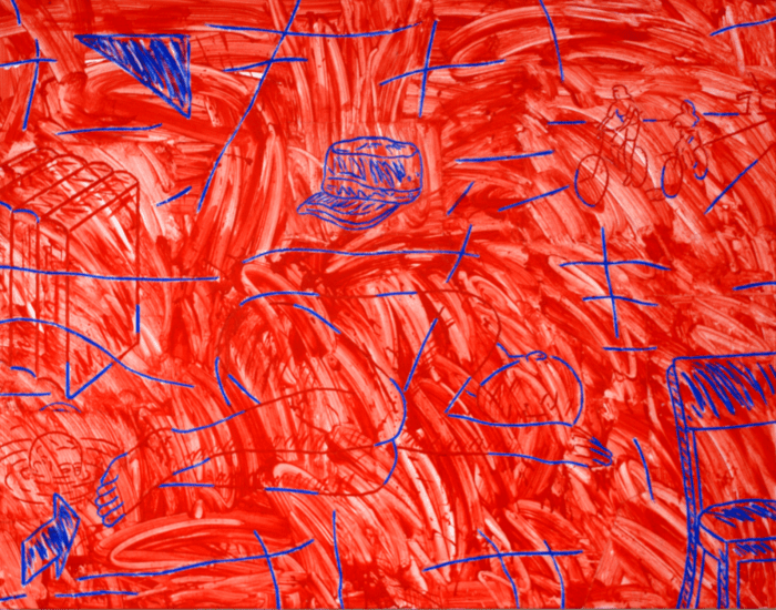 Aad Berlijn - 'Dromer' - acrylverf op doek, in interieur